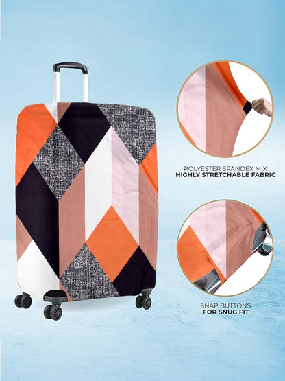 Stretchable Printed Protective Luggage Bag Cover Small- Orange