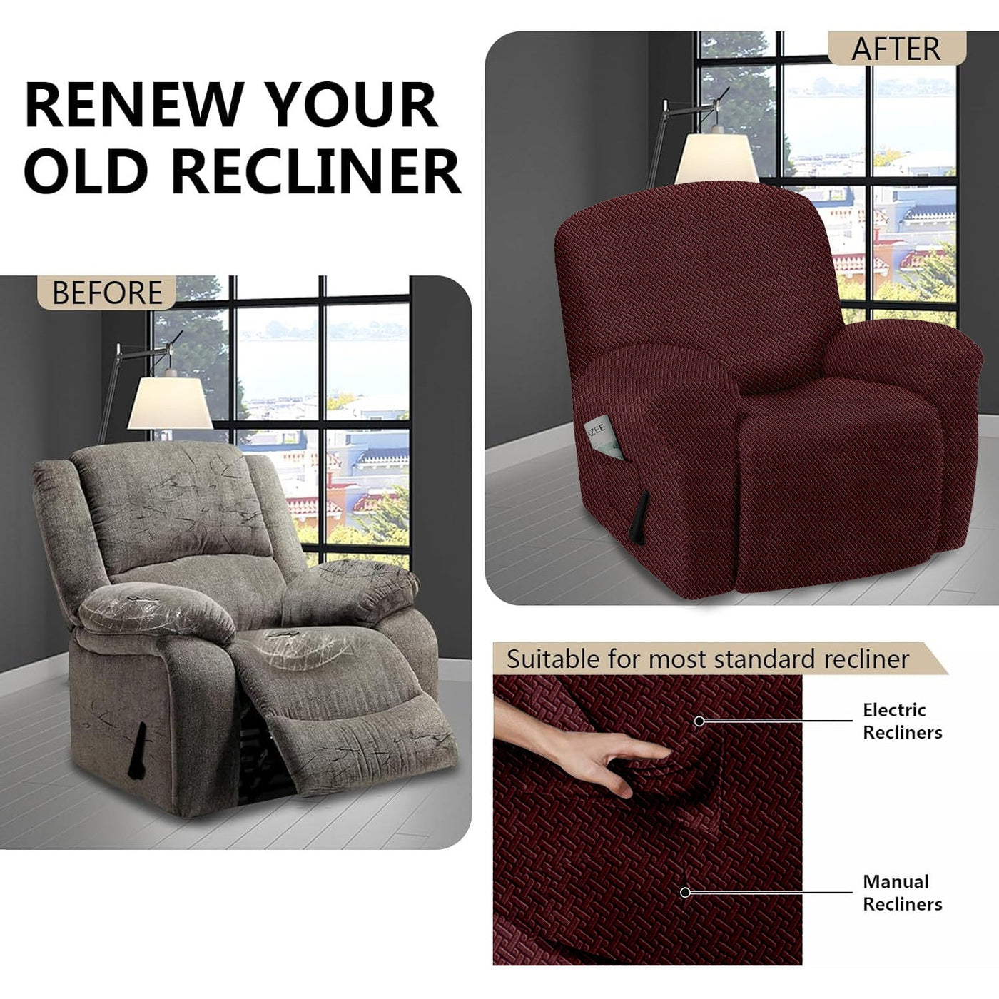 This innovated Piece recliner chair couch cover is crafted from