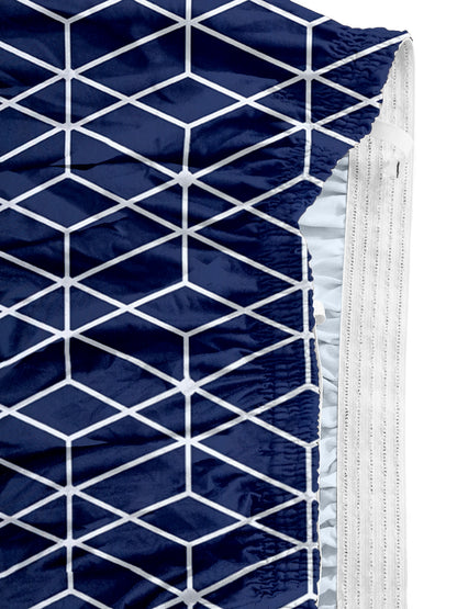 Elastic Checks Printed Sofa Cover 1 Seater- Navy Blue & White