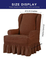 Stretchable Bubble Wingback Chair Cover-Brown