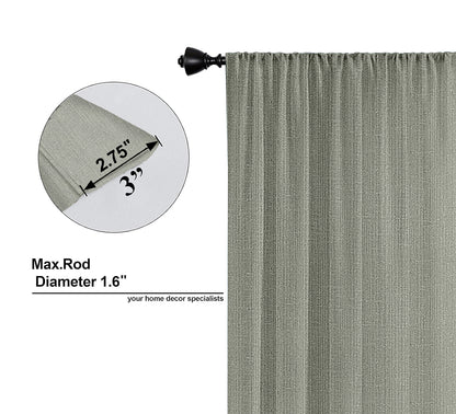 Pack of 2 Solid Linen Sheer Long Door Curtains- Grey