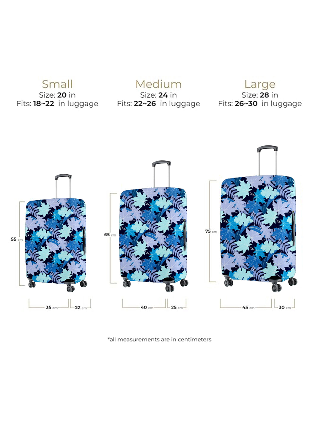 Stretchable Printed Protective Luggage Bag Cover Medium- Blue
