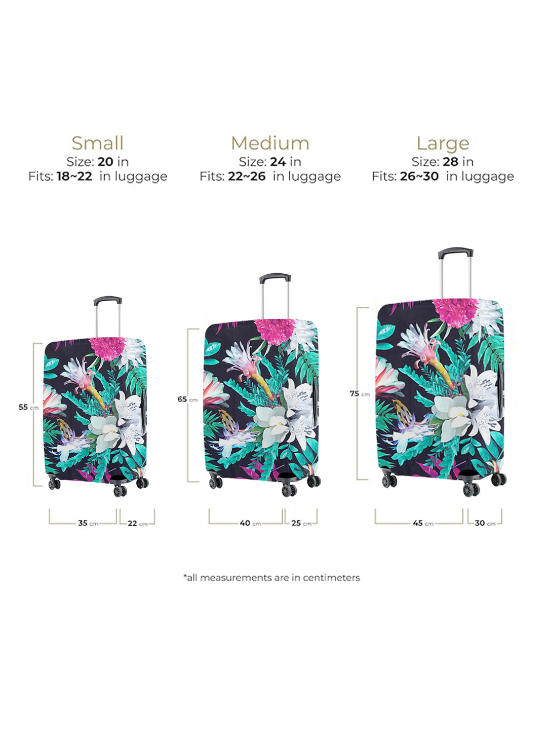 Stretchable Printed Protective Luggage Bag Cover Large- Multicolour