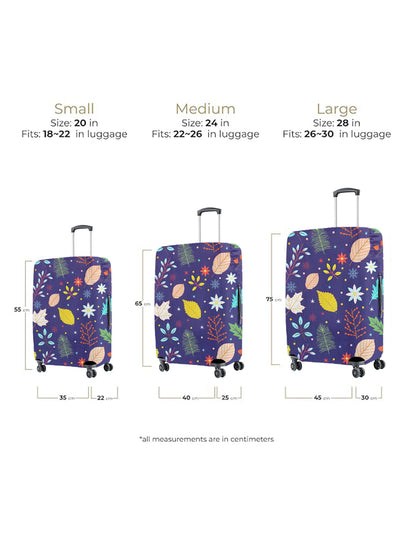 Stretchable Printed Protective Luggage Bag Cover Medium- Purple