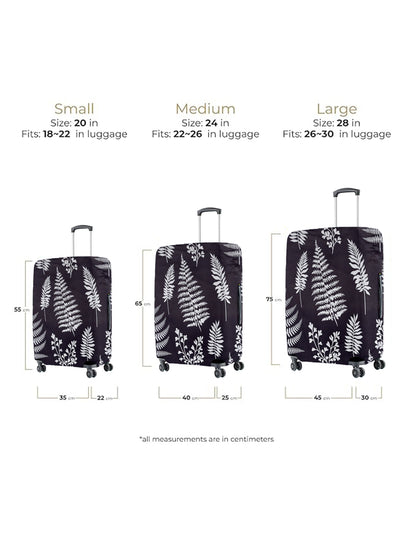 Stretchable Printed Protective Luggage Bag Cover Large- Black & White