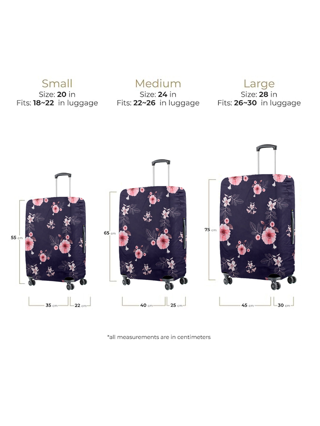 Stretchable Printed Protective Luggage Bag Cover Small- Violet