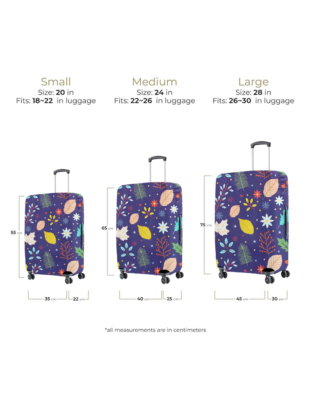 Stretchable Printed Protective Luggage Bag Cover Small- Purple