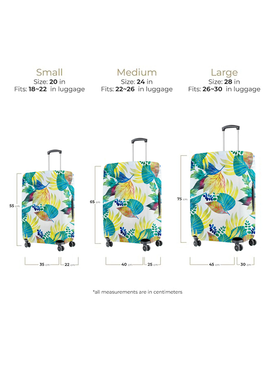 Stretchable Printed Protective Luggage Bag Cover Large- Green