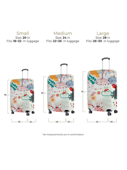 Stretchable Printed Protective Luggage Bag Cover Large- White