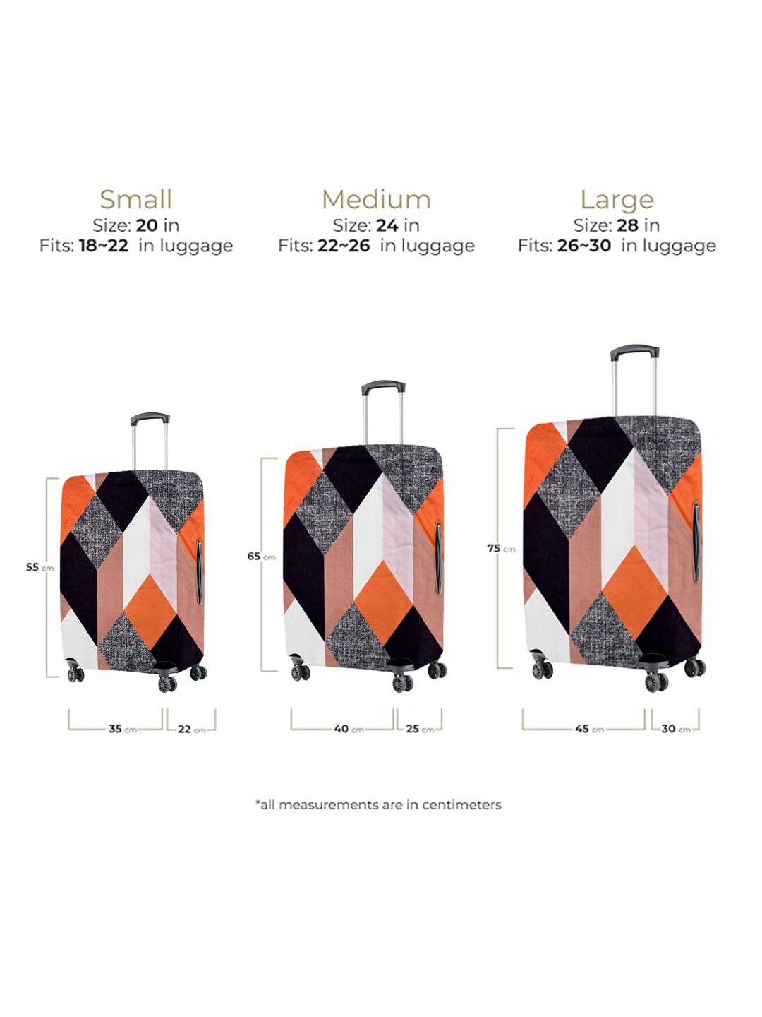 Stretchable Printed Protective Luggage Bag Cover Small- Orange