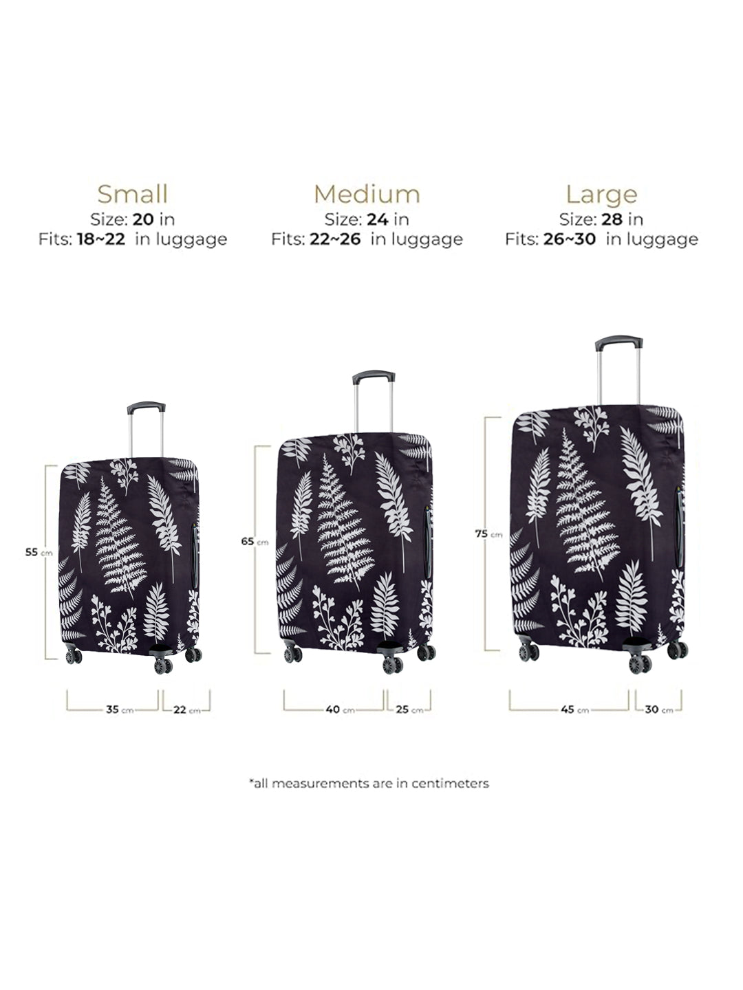Stretchable Printed Protective Luggage Bag Cover Small- Black & White