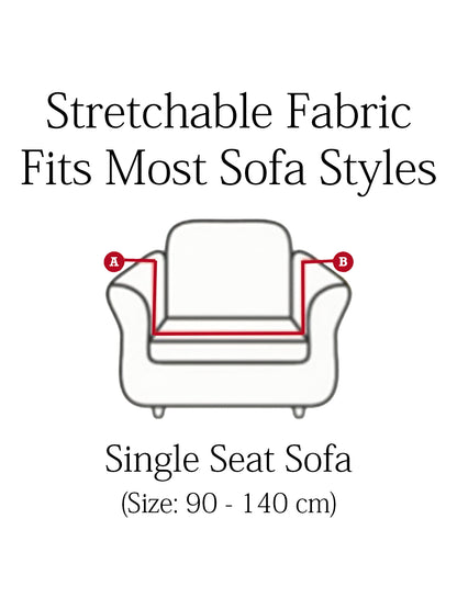Elastic Jacquard Frill Sofa Cover 1 seater-Brown