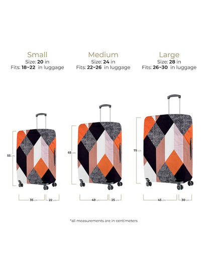Stretchable Printed Protective Luggage Bag Cover Large- Orange