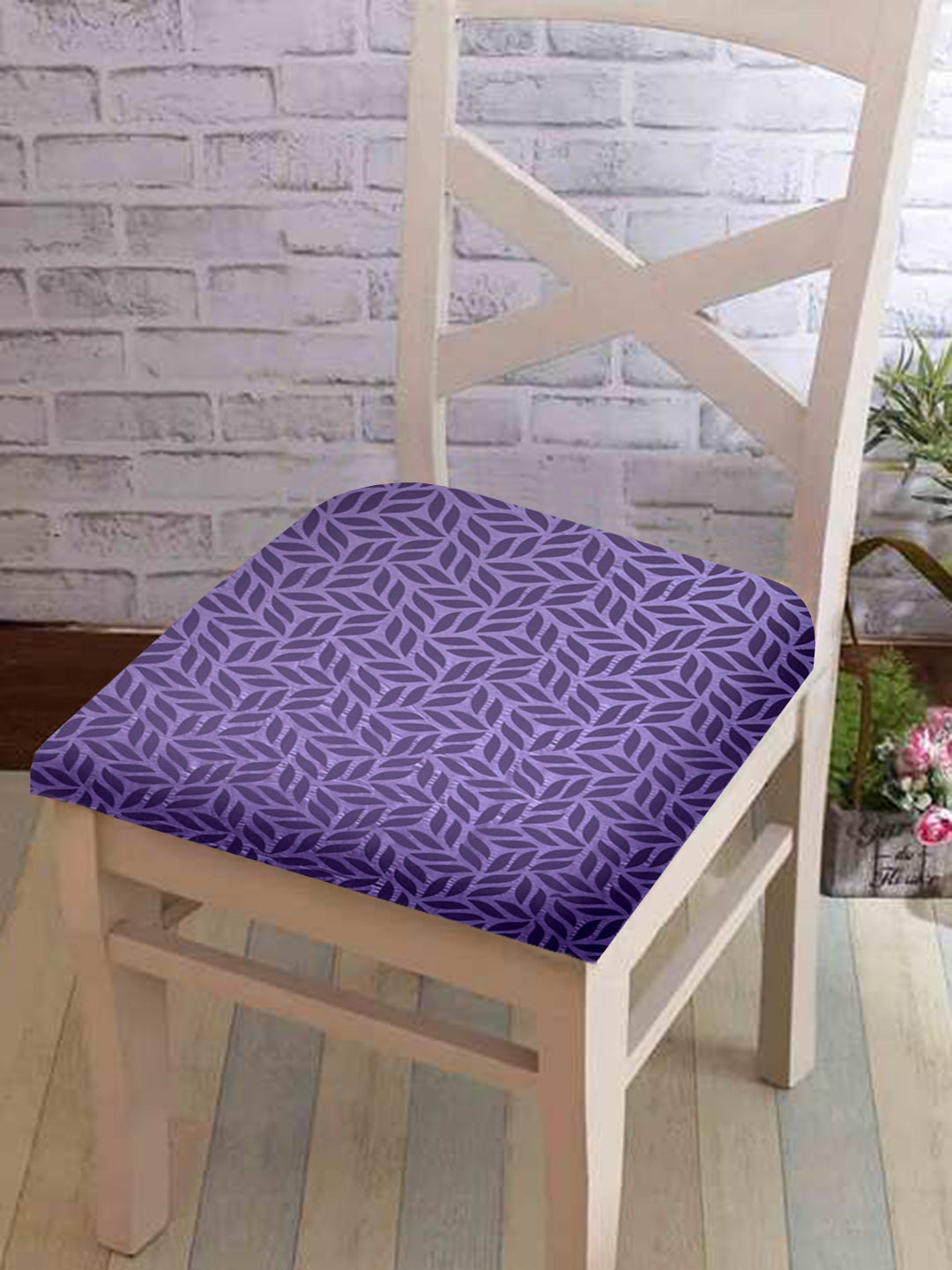 Stretchable Digital Printed Non Slip Chair Pad Cover Pack of 1- Purple