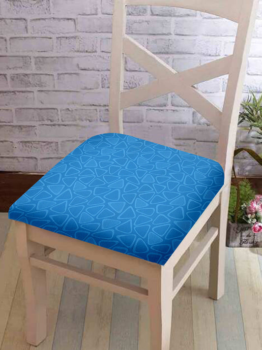 Stretchable Digital Printed Non Slip Chair Pad Cover Pack of 1- Blue