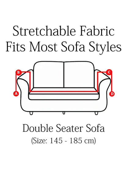 Elastic Stretchable Universal Printed Sofa Cover 2 Seater- Orange