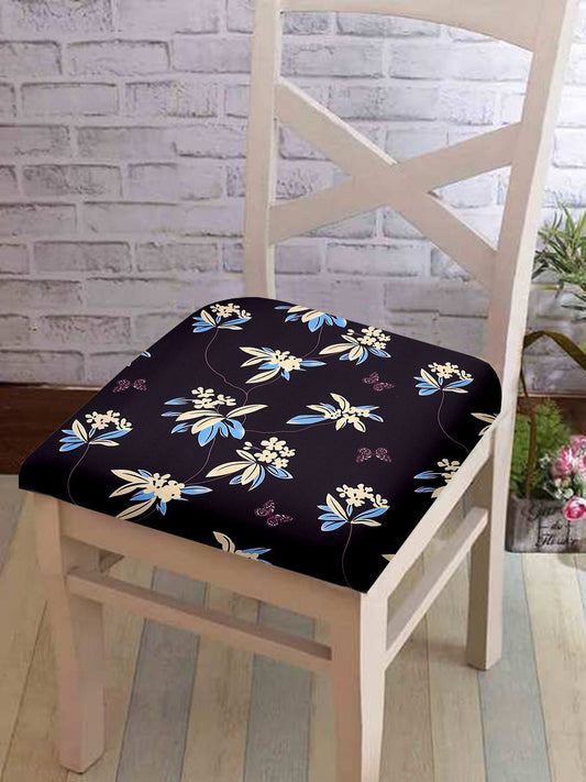 Stretchable Floral Printed Non Slip Chair Pad Cover Pack of 1- Violet