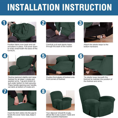 Stretchable Polyester Solid Recliner Cover- Green