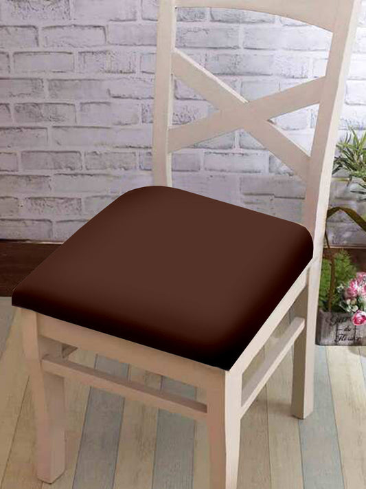 Stretchable Solid Non Slip Chair Pad Cover Pack of 1- Brown