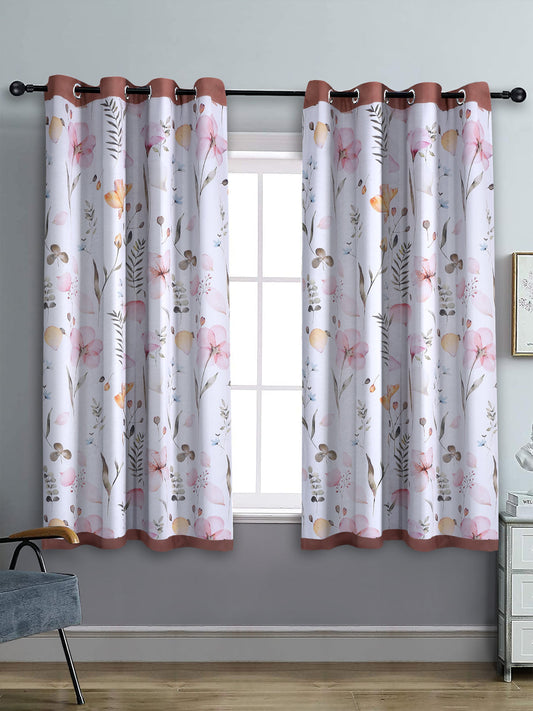 Reversible Floral Printed Blackout Curtains Set of 2- Pink