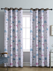 Reversible Floral Printed Blackout Long Door Curtains Set of 2- Brown