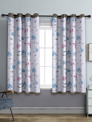 Reversible Floral Printed Blackout Window Curtains Set of 2- Brown