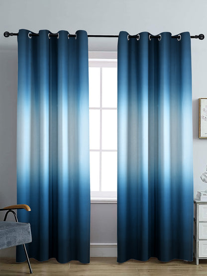 Reversible Floral Printed Blackout Door Curtains Set of 2- Navy Blue
