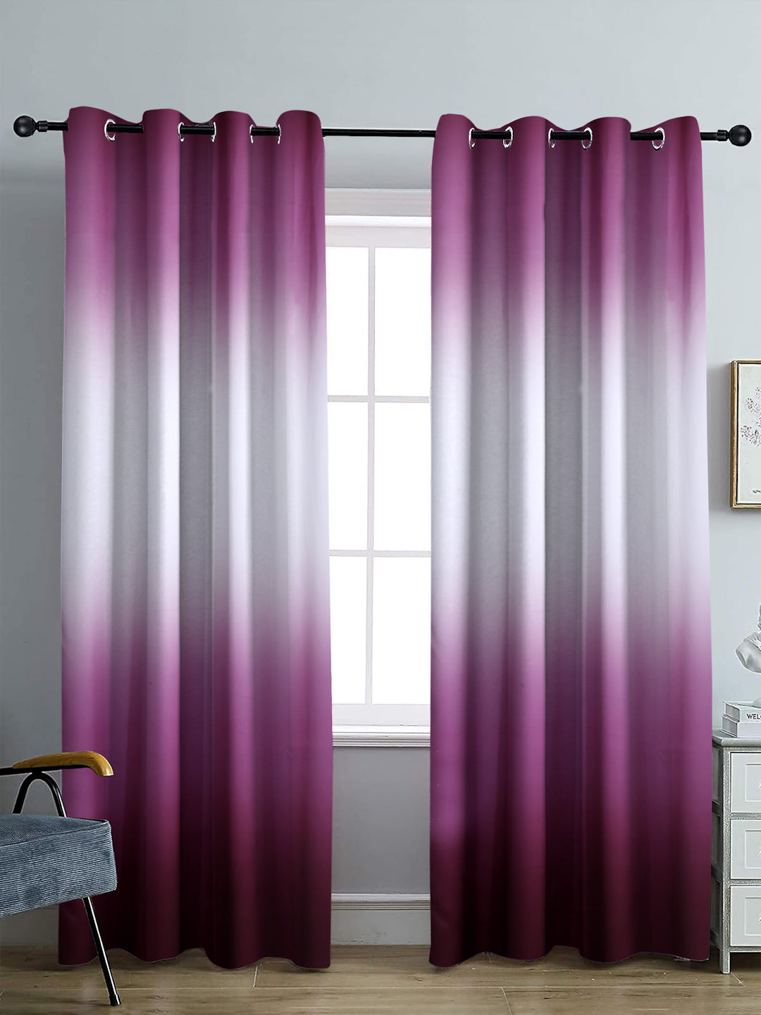 Reversible Floral Printed Blackout Door Curtains Set of 2- Pink