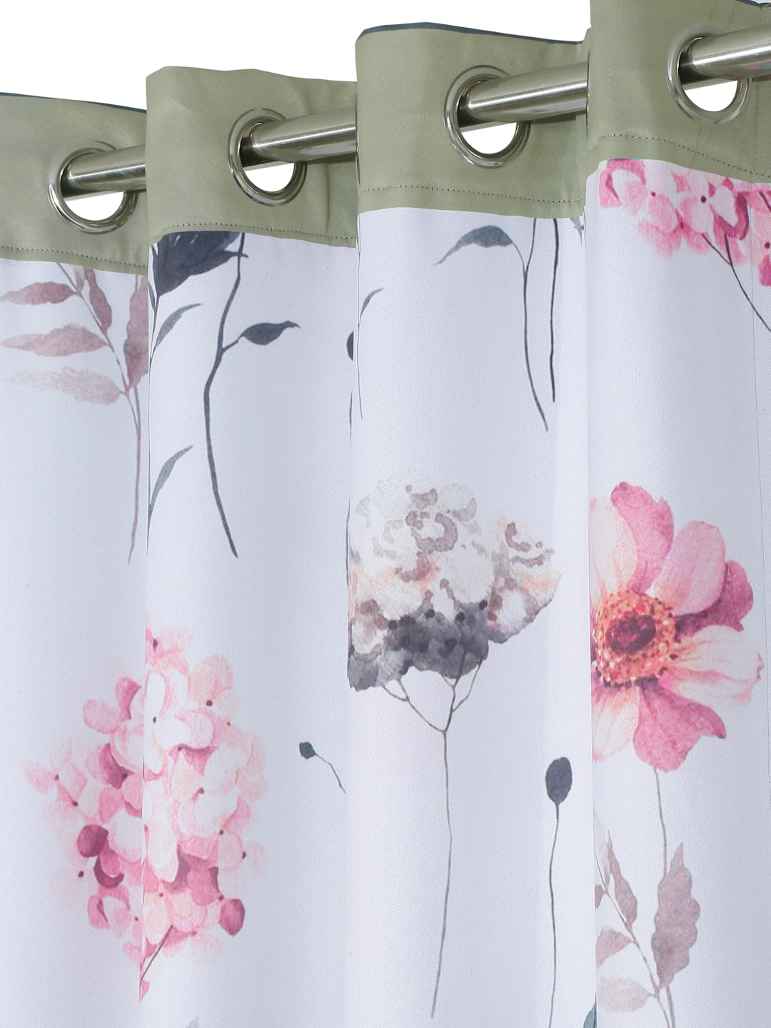 Reversible Floral Printed Blackout Door Curtains Set of 2- Grey