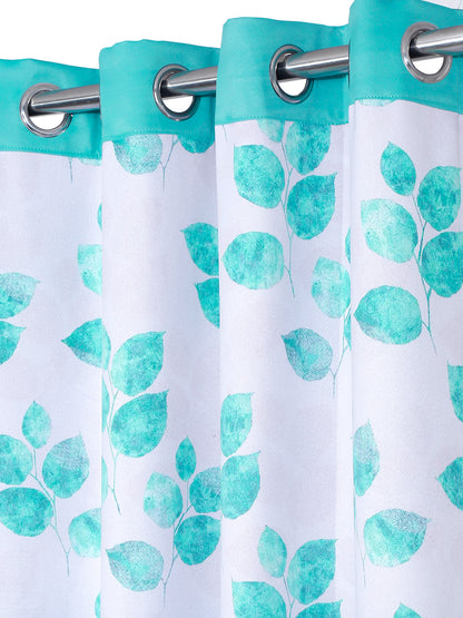 Reversible Floral Printed Blackout Curtains Set of 2- Turquoise