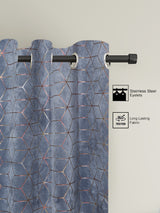 Pack of 2 Velvet Regular Geometric Foil Door Curtains- Dark Grey