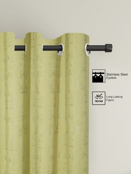 Pack of 2 Polyester Blackout Emboss Window Curtains- Green