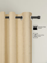 Pack of 2 Polyester Blackout Emboss Window Curtains- Cream