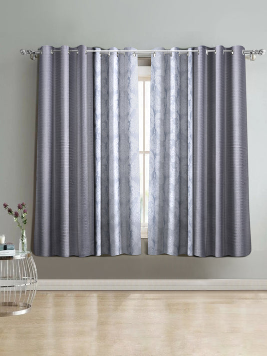 Semi-Transparent Window Curtains Set of 4- Grey