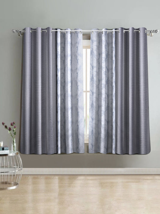 Semi-Transparent Curtains Set of 4- Grey