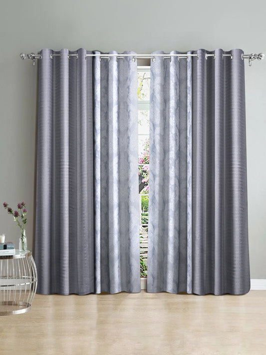 Semi-Transparent Door Curtains Set of 4- Grey