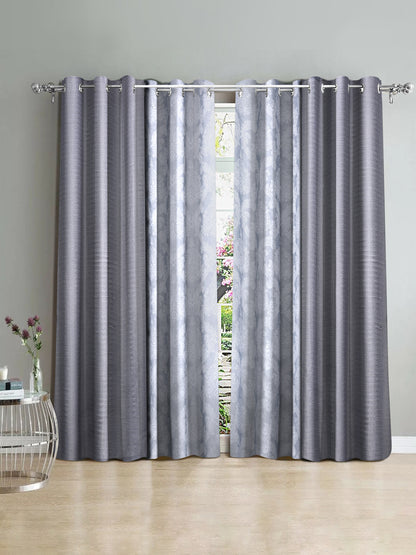 Semi-Transparent Long Door Curtains Set of 4- Grey