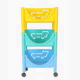 Cortina 3-Layer Multipurpose Utility Rack  Fruit & Vegetable Basket Trolley with Wheels | Kitchen, Pantry, Bathroom Organizer & Toy Storage Rack for Home (Multicolour)