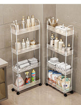 Cortina 4-Tier Rolling Storage Cart with Wheels, Slim Kitchen Organizer Rack, Space-Saving Mobile Utility Trolley with Slide Out Shelves for Bathroom & Kitchen Organization, Kids Room,[14Cm Width]