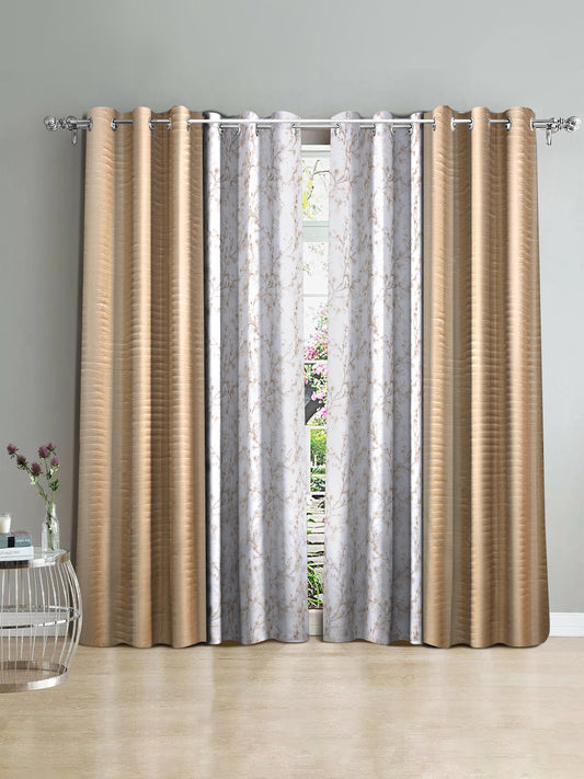 Semi-Transparent Long Door Curtains Set of 4- Beige