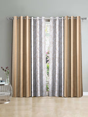 Semi-Transparent Long Door Curtains Set of 4- Beige