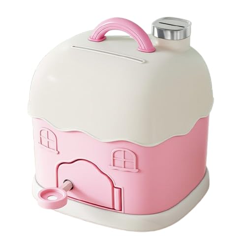 Cortina Cottage House-Shaped Piggy Bank for Kids – Cute ATM-Style Coin Bank, Plastic Coin Saver with Handle & Keys, Money box Gift Item for kids Ages 3+ ( Pink, Pack of 1 )