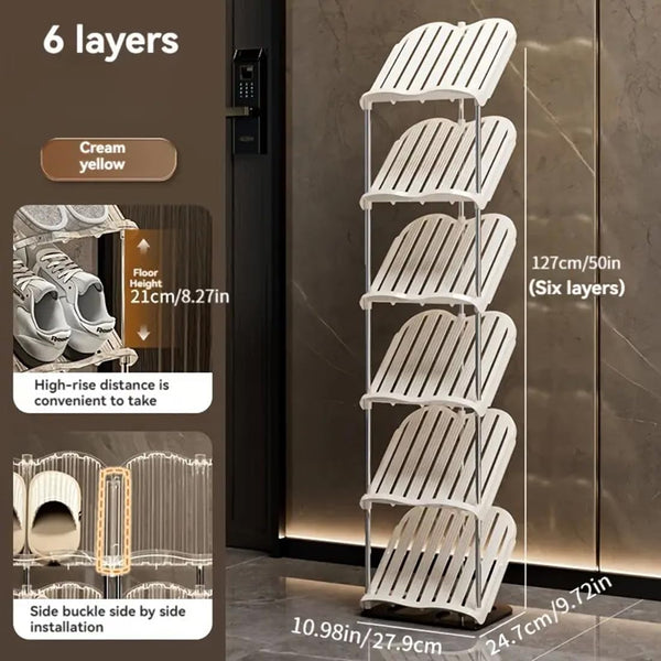 Cortina Shoe Rack Vertical Shoes Racks for Entryway Corner Shoe Storage Organizer for Small Spaces Transparently Tall Slim Shoe Shelf for Front Door Entrance Living Room - 6 Layer