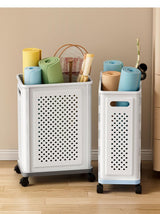 Cortina Premium Wheeled Laundry Hamper Basket with Extended Handle | Durable Plastic Foldable Design | Portable Rolling Storage Solution (Wheeled Laundry Hamper)