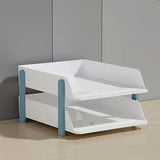 Cortina 2-Tier File Organizer , Premium Polystyrene Desk Rack, Foldable Document Holder with Dividers - Space-Saving Office & Home Paper Storage , Cloth organiser ( Blue)