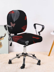 Stretchable Elastic Digital Printed Office Chair Cover Pack of 1- Black