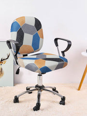 Stretchable Elastic Geometric Printed Office Chair Cover Pack of 1- Multicolour