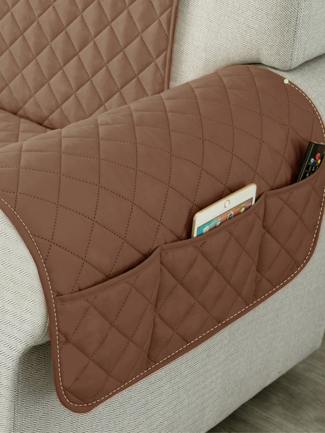 Reversible 2 Seater Sofa Cover-Brown & Grey
