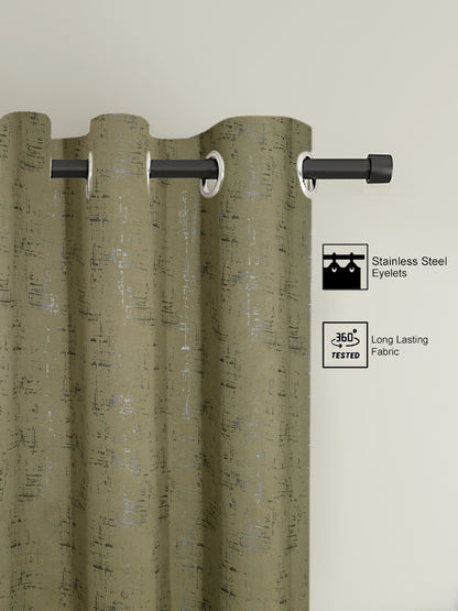 Pack of 2 Polyester Blackout Emboss Window Curtains- Olive