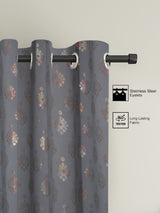 Pack of 2 Polyester Blackout Foil Long Door Curtains- Dark Grey